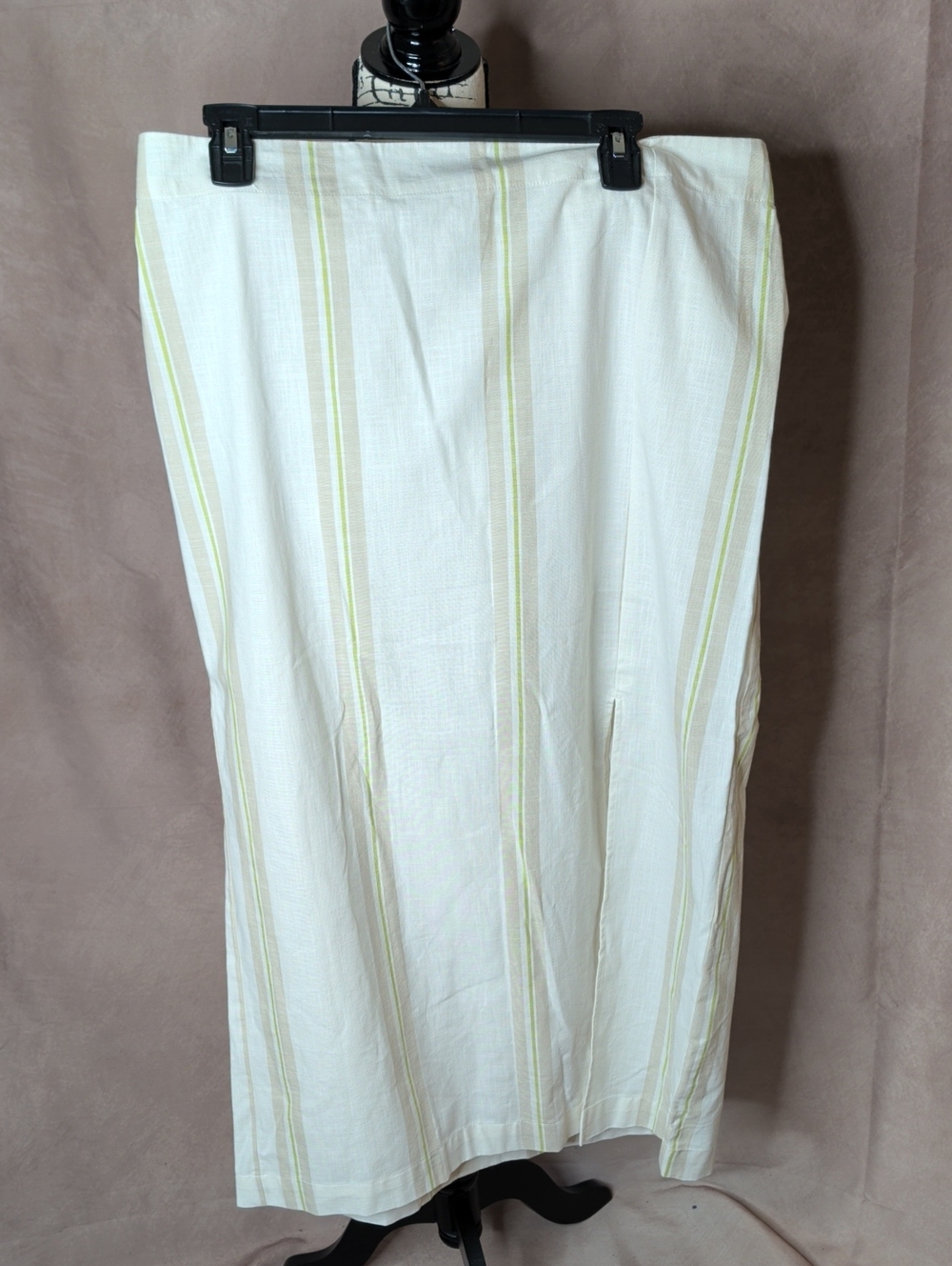 A New Day Cotton Blend Elastic Waist Front Slit Striped Maxi Skirt Size XL NWT